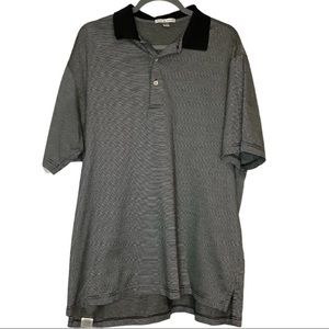 Peter Millar Black and White Striped Collar Shirt